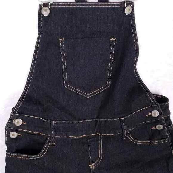 Papaya Jeans Denim Overall Shorts Womens M Dark Wash Adjustable Straps Y2K Indie - Picture 2 of 10